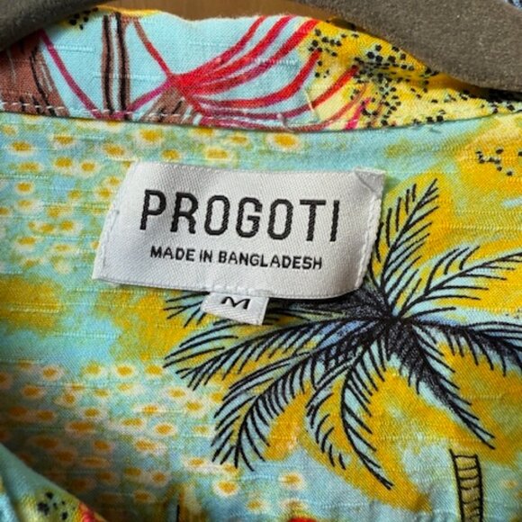 Pre-Loved Progoti Blue Flowered Hawaiian Short Sleeve Shirt - Men's M - Picture 3 of 4